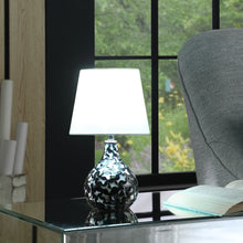 12" Black Table Lamp With White Globe Shade