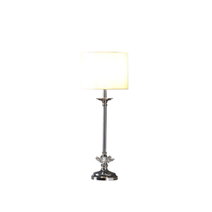 26" Silver Metal Table Lamp With White Globe Shade