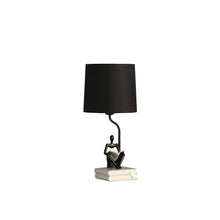 21" Black Table Lamp With Black Globe Shade