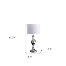 22" Silver Metal Standard Table Lamp With White Shade