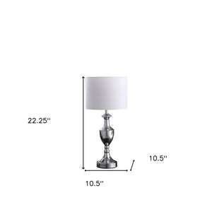 22" Silver Metal Standard Table Lamp With White Shade