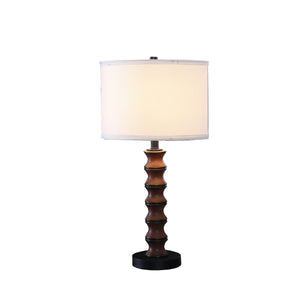 28" Dark Cherry Polyresin Indents Table Lamp With White Shade
