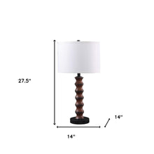 28" Dark Cherry Polyresin Indents Table Lamp With White Shade