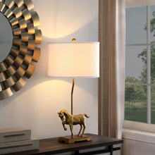 30" Gold Stallion Horse Table Lamp With White Shade