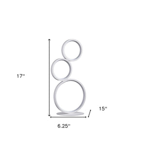 17" White Metal Three Ring LED Table Lamp