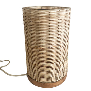 15” Traditional Rattan And Iron Table Lamp