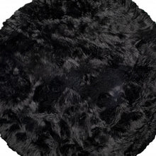 6' X 6' Black Round Faux Fur Washable Non Skid Area Rug