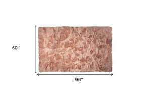 5' X 8' Dusty Rose Faux Fur Non Skid Area Rug