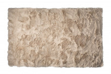 5' X 8' Taupe Faux Fur Non Skid Area Rug