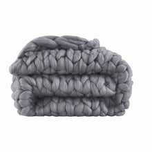 Dark Grey Boho Chunky Knit Throw Blanket