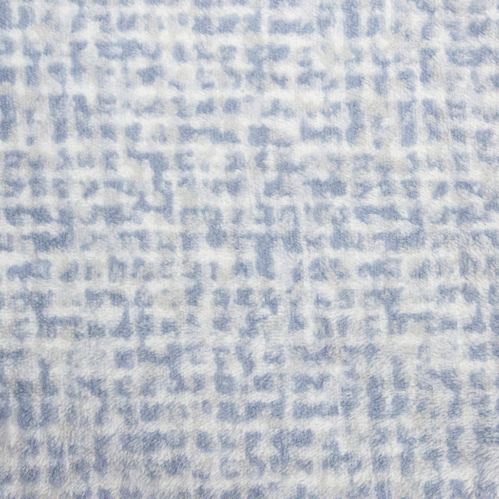 Checked Print Blue Grey Reversible Velvet and Sherpa Throw Blanket