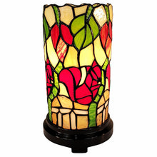 11" Tiffany Style Red Floral Accent Table Lamp