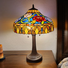 24" Stained Glass Red Roses Accent Table Lamp