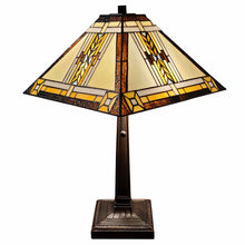 23" Stained Glass Two Light Mission Style Table Lamp with Stained Glass Shade