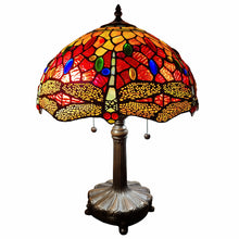 20" Stained Glass Two Light Dragonfly Accent Table Lamp