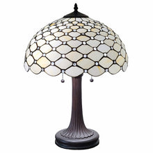 24" Stained Glass Two Light Jeweled Vintage Accent Table Lamp