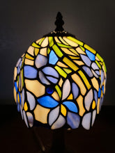 15" Tiffany Style Blue Floral Table Lamp
