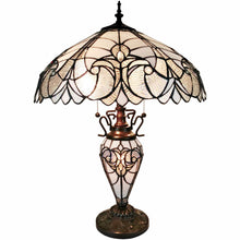 23" Stained Glass Two Light Flowery Vintage Table Lamp