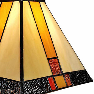 15" Tiffany Amber and Black Mission Style Table Lamp