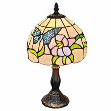 15" Tiffany Style Stained Glass Blue Butterfly Table Lamp