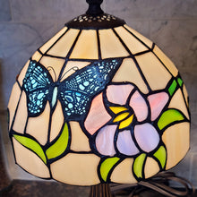 15" Tiffany Style Stained Glass Blue Butterfly Table Lamp