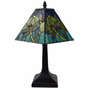 15" Tiffany Style Yellow Dragonflies Jeweled Table Lamp