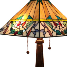 23" Stained Glass Flowery Two Light Mission Style Table Lamp