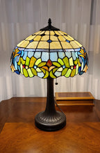 23" Stained Glass Two Light Jeweled Floral Accent Table Lamp