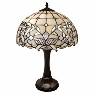 23" Stained Glass Two Light Flowery Vintage Accent Table Lamp