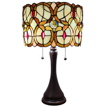 21" Stained Glass Two Light Floral Drum Table Lamp
