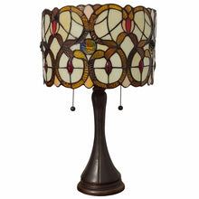 21" Stained Glass Two Light Floral Drum Table Lamp