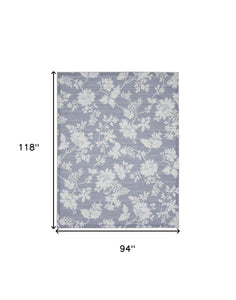 8' X 10' Grey Floral Distressed Washable Area Rug
