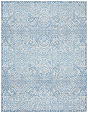 8' X 10' Blue Floral Distressed Washable Area Rug