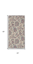 2' X 4' Beige Floral Washable Area Rug