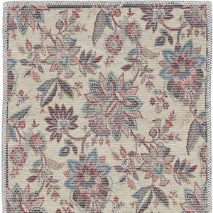 2' X 4' Beige Floral Washable Area Rug