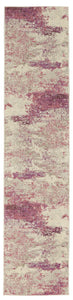 2' X 6' Ivory And Pink Abstract Power Loom Non Skid Runner Rug