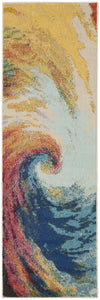 2' X 6' Wave Abstract Power Loom Non Skid Runner Rug