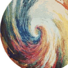 5' X 5' Wave Round Abstract Power Loom Non Skid Area Rug