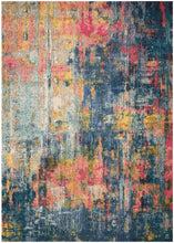 5' X 7' Blue And Yellow Abstract Power Loom Non Skid Area Rug