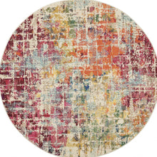 5' X 5' Pink Round Abstract Power Loom Distressed Non Skid Area Rug