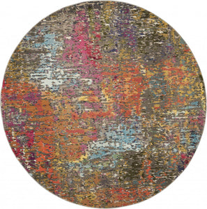 4' X 4' Sunset Abstract Power Loom Non Skid Area Rug