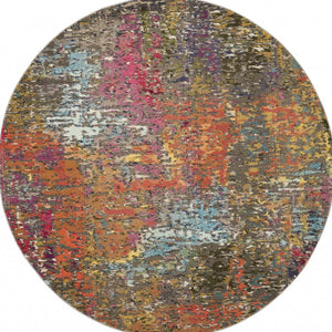 4' X 4' Sunset Abstract Power Loom Non Skid Area Rug