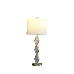 30" Brushed Gold Geo Glass Table Lamp With Shade