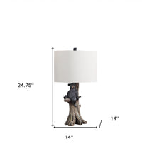 25" Black Blear in a Tree  Table Lamp With Beige Shade