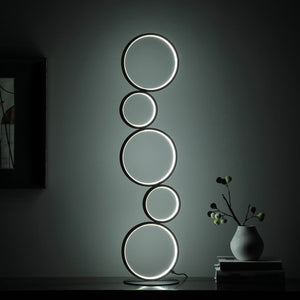 39" Black Metal Five Circle Geometric Sculpture LED Table Lamp