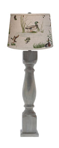 40" Rustic Washed Gray Standard Table Lamp With Beige And Green Duck Empire Shade