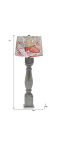 40" Rustic Washed Gray Table Lamp With White And Tropical Fish Empire Shade