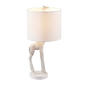 17" Gold Textured Giraffe Table Lamp With White Drum Shade