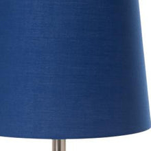 Set Of Two 26" Silver Metal Table Lamps With Blue Empire Shade