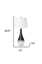 Set Of Two 31" Black And White Glass Table Lamps With White Empire Shade